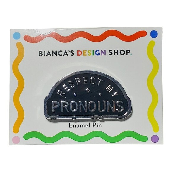 🏳️🌈 “Respect My Pronouns” Enamel Pin – LGBTQ+ Pride Awareness Badge 🌈 - Picture 2 of 6